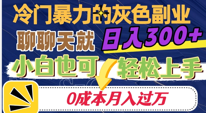 冷门暴利的副业项目，聊聊天就能日入300+，0成本月入过万【揭秘】插图