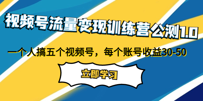 视频号流量变现训练营公测1.0：一个人搞五个视频号，每个账号收益30-50插图