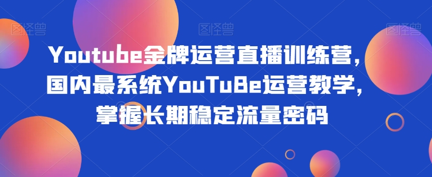 Youtube金牌运营直播训练营，国内最系统YouTuBe运营教学，掌握长期稳定流量密码插图