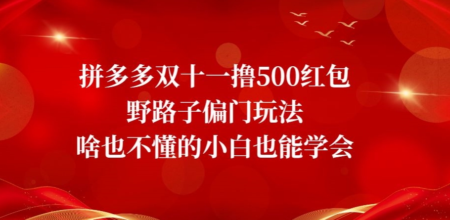 拼多多双十一撸500红包野路子偏门玩法，啥也不懂的小白也能学会【揭秘】插图