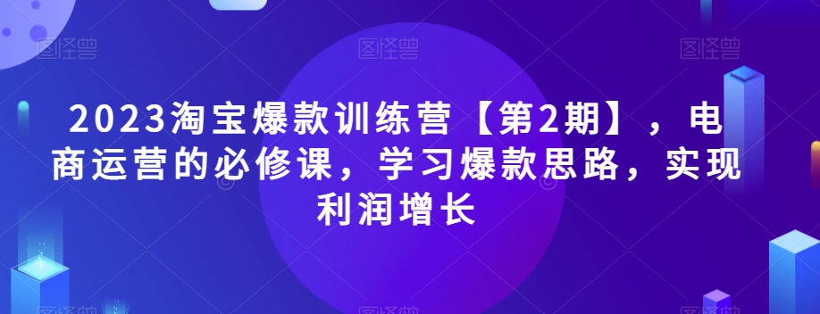 2023淘宝爆款训练营【第2期】，电商运营的必修课，学习爆款思路，实现利润增长插图