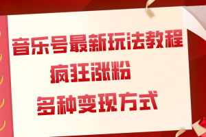 音乐号最新玩法教程，疯狂涨粉，多种拓展变现方式（附保姆级教程+素材）