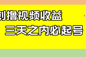 最新撸视频收益玩法，一天轻松200+