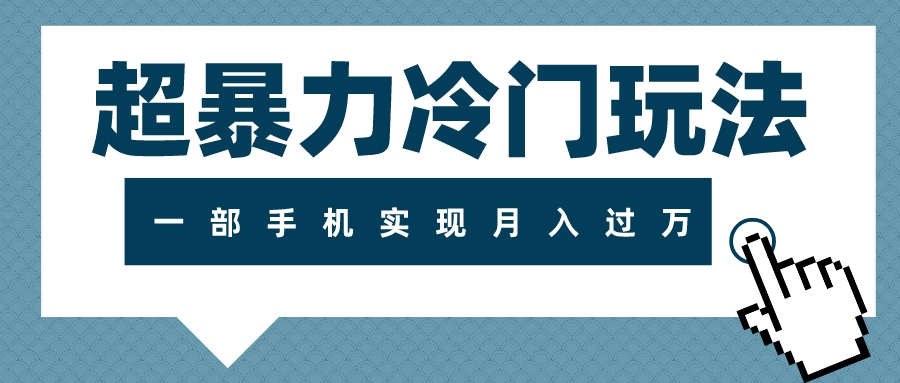 超暴力冷门玩法，可长期操作，一部手机实现月入过万插图