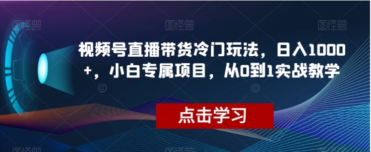 视频号直播带货冷门玩法，日入1000+，小白专属项目，从0到1实战教学【揭秘】插图