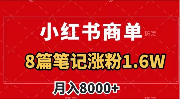 小红书商单最新玩法，8篇笔记涨粉1.6w，作品制作简单，月入8000+【揭秘】插图