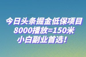 今日头条掘金低保项目，8000播放=150米，小白副业首选【揭秘】