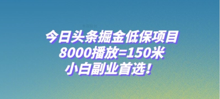 今日头条掘金低保项目，8000播放=150米，小白副业首选【揭秘】插图