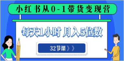 小红书 0-1带货变现营，每天1小时，轻松月入5位数（32节课）插图