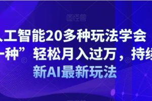 AI人工智能20多种玩法学会“其中一种”轻松月入过万，持续更新AI最新玩法