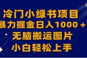 【全网首发】冷门小绿书暴力掘金日入1000＋，无脑搬运图片小白轻松上手