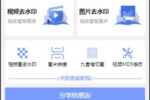 新版多功能去水印工具微信小程序源码下载带流量主功能