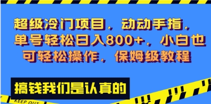 超级冷门项目,动动手指，单号轻松日入800+，小白也可轻松操作，保姆级教程插图