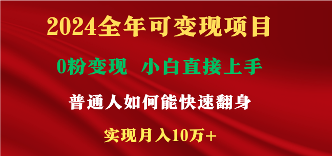 2024全年可变现项目，一天收益至少2000+，小白上手快插图