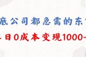 年底必做项目，每个公司都需要，今年别再错过了，0成本变现，单日收益1000