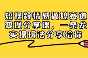 短视频情感婆媳赛道变现分享课，一条龙实操玩法分享给你