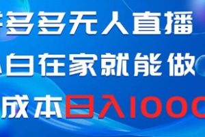 拼多多无人直播，小白在家就能做，0成本日入1000+