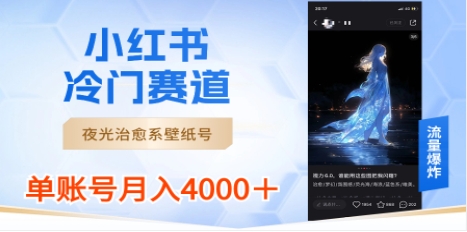 小红书冷门赛道，夜光治愈系壁纸号，单号月入4000＋插图