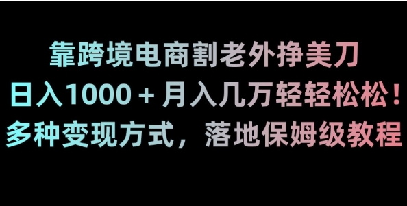 靠跨境电商割老外挣美刀，日入1000＋月入几万轻轻松松！多种变现方式，落地保姆级教程【揭秘】插图