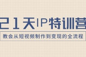 21天IP特训营，教会从短视频制作到变现的全流程