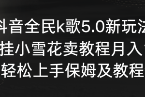 抖音全民k歌5.0新玩法，直播挂小雪花卖教程月入10万，小白轻松上手