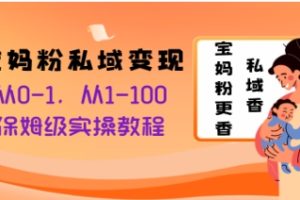 宝妈粉私域变现从0-1，从1-100，保姆级实操教程，长久稳定的变现之法