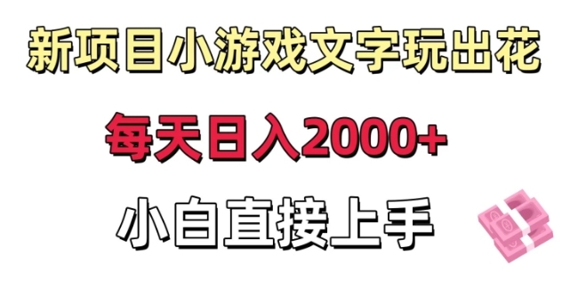 新项目小游戏文字玩出花日入2000+，每天只需一小时，小白直接上手【揭秘】插图