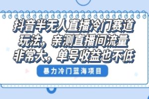 抖音半无人直播冷门赛道玩法，直播间流量非常大，单号收益也不低！