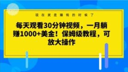 每天观看30分钟视频，一月躺赚1000+美金！保姆级教程，可放大操作【揭秘】插图