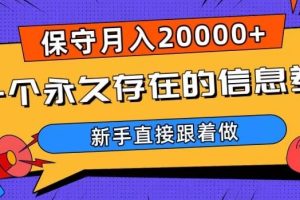 一个永久存在的信息差，保守月入20000+，新手直接跟着做【揭秘】