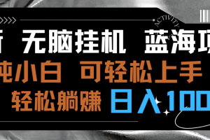 最新无脑挂机蓝海项目 纯小白可操作 简单轻松 有手就行 无脑躺赚 日入1000+