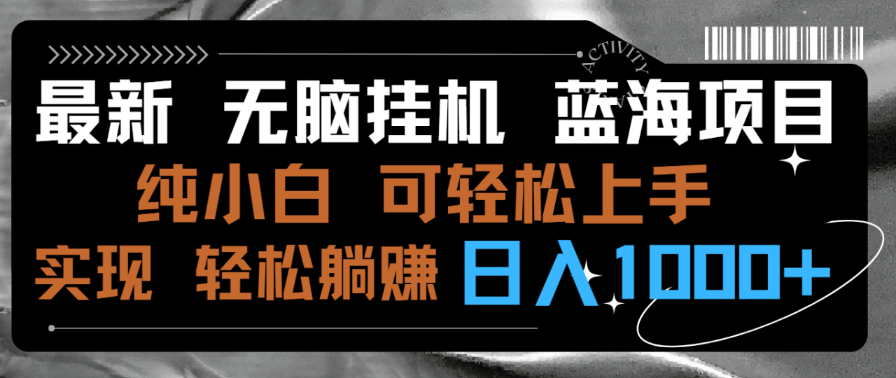 最新无脑挂机蓝海项目 纯小白可操作 简单轻松 有手就行 无脑躺赚 日入1000+插图