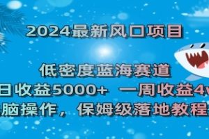 2024最新风口项目 低密度蓝海赛道，日收益5000+周收益4w+ 无脑操作，保…