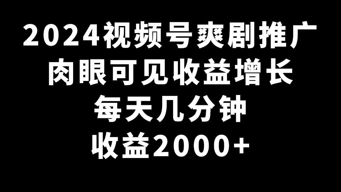 2024视频号爽剧推广，肉眼可见的收益增长，每天几分钟收益2000+插图