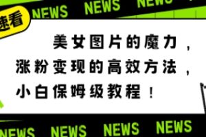 美女图片的魔力，涨粉变现的高效方法，小白保姆级教程！