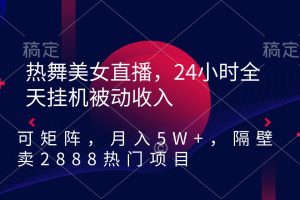 热舞美女直播，24小时全天挂机被动收入，可矩阵 月入5W+隔壁卖2888热门项目