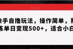 快手自撸玩法，操作简单，熟练单日变现500+，适合小白【揭秘】