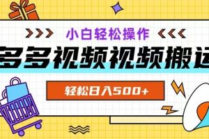 多多视频项目新手小白操作，轻松日入500+【揭秘】