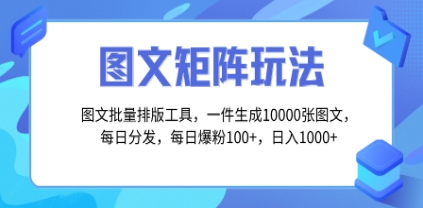 图文批量排版工具，矩阵玩法，一键生成10000张图，每日分发多个账号，每…插图