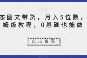 动态图文带货，月入5位数，保姆级教程，0基础也能做【揭秘】